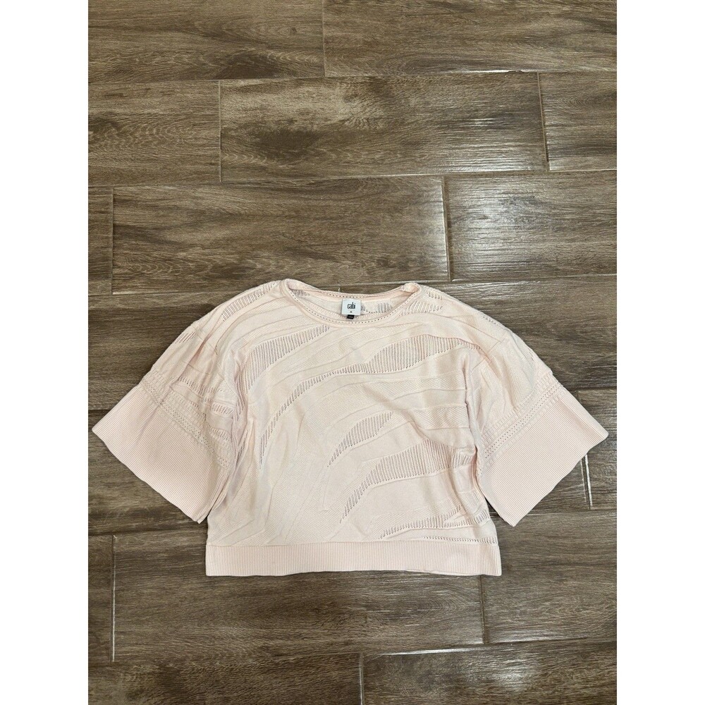 Cabi Women’s‎ Light Pink Cropped Sweater With 3/4 Bell Sleeves EUC Spring Knit